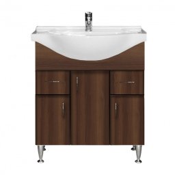 Masca chiuveta baie Leziter Bianca Plus 75 cu lavoar ceramic, Aida nuc