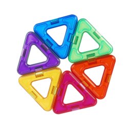 Joc de constructie magnetic MAGPLAYER cu 8 piese colorate, forme triunghi