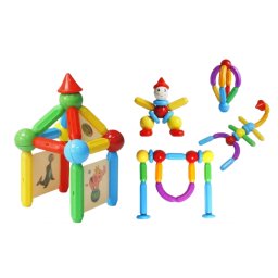 Set de constructie magnetic STICK cu 48 piese pentru copii 3-10 ani