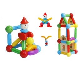 Set de constructie magnetic STICK cu 78 piese pentru modele 2D si 3D
