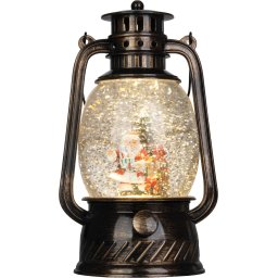 Felinar decorativ de Craciun cu LED, Mos Craciun, alb cald, 20,5 cm