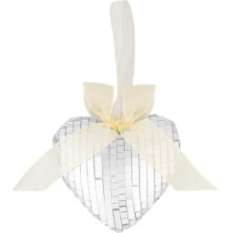 Decoratiune de Craciun in forma de inima argintie MagicHome, 9x9x2,5 cm