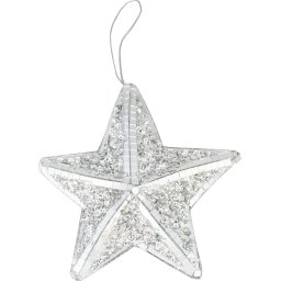 Decoratiune de Craciun stea argintie MagicHome, 14x14x3 cm