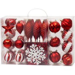 Set 39 globuri si decoratiuni rosii pentru brad MagicHome