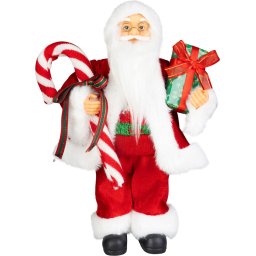 Decoratiune de Craciun Mos Craciun cu cadou, rosu, 45 cm