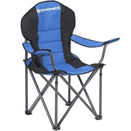 Scaun pliabil de camping SONGMICS cu sezut buretat, 250 kg, albastru