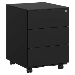 Dulap mobil de birou SONGMICS cu 3 sertare, metal, negru