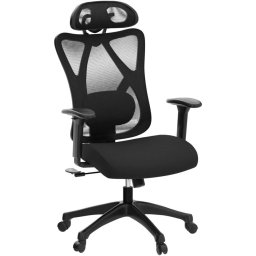 Scaun de birou ergonomic SONGMICS cu tetiera si suport lombar 3D, negru