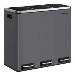 Cos de gunoi pentru colectare selectiva Songmics, 3 x 18L, gri mat