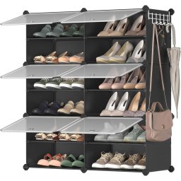 Dulap de pantofi modular SONGMICS, 6 compartimente, 24 perechi, negru