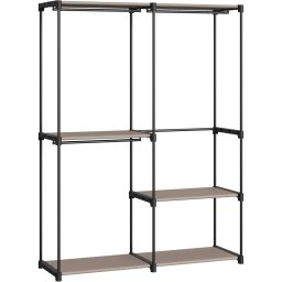 Dulap de haine portabil SONGMICS cu 3 bare si rafturi, 138x43x182 cm, taupe