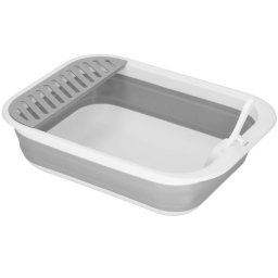 Litiera pliabila pentru pisici cu capac si lopatica, 45x34x12 cm, gri-alb