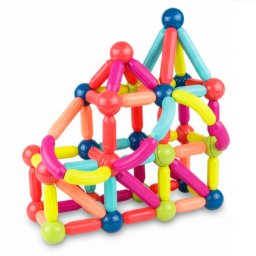 Set de constructie magnetic educativ pentru copii, 128 piese multicolore
