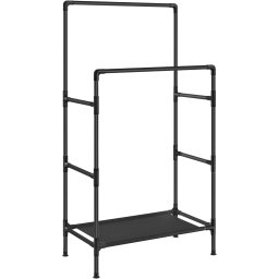 Raft de haine metalic SONGMICS cu 2 bare si raft, 83x45x157 cm, negru