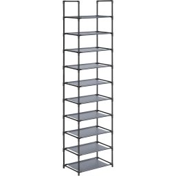 Pantofar îngust SONGMICS cu 10 niveluri, cadru metalic, 28x45x173 cm, gri