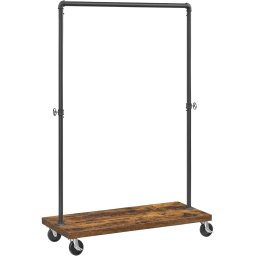 Suport haine VASAGLE industrial cu bara metalica si raft, 104 cm