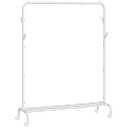 Suport haine metalic cu roti SONGMICS, raft inferior, 103x41x155 cm, alb