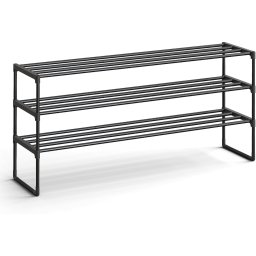 Suport pantofi metalic SONGMICS cu 3 niveluri, 117 cm, negru