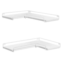 Set 2 rafturi de colt suspendate VASAGLE, forma L, albe, 40x29x14 cm