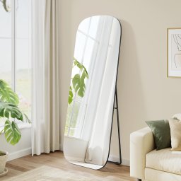 Oglinda de podea Songmics 160x50 cm, rama aluminiu, sticla securizata, neagra