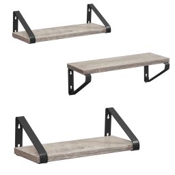 Set 3 rafturi de perete VASAGLE, stil industrial, gri-negru