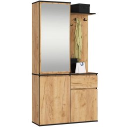 Set hol Entro cu oglinda si pantofar, 95x35x183 cm, stejar craft