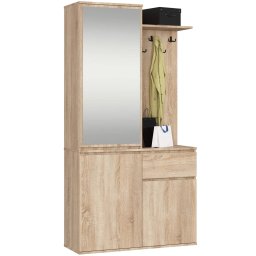 Set hol Entro cu oglinda, cuier si pantofar, stejar sonoma, 95x35x183 cm