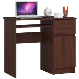 Birou calculator PIKSEL cu sertar, dulap si raft tastatura, 90 cm, wenge