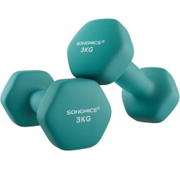 Set gantere fitness hex SONGMICS 2x3 kg, antiderapante, vinil, verde