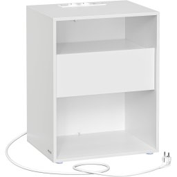 Noptiera VASAGLE alba cu sertar, 2 prize si 2 porturi USB, 45x35x58 cm