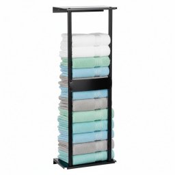 Raft pentru prosoape din metal, negru mat, 2 niveluri, 31x15x77 cm