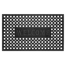 Covor de intrare antiderapant din PVC Welcome, 45x75 cm, negru