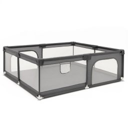 Tarc de joaca pliabil pentru copii, intrare cu fermoar, 180x150x66 cm, gri