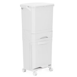 Cos de gunoi pentru colectare selectiva cu 3 compartimente, 42 L, alb