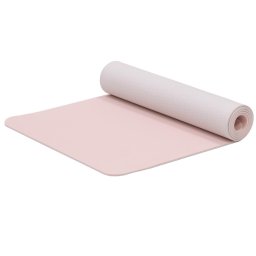 Saltea fitness antiderapanta din TPE, 183x61 cm, cu curea de transport, roz