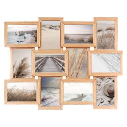 Rama foto multipla Atmosphera Mia pentru 12 poze 10x15 cm, MDF natur