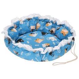 Culcus transformabil pentru pisici, 2 in 1, saltea cu pereti, 73 cm, albastru