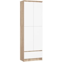 Dulap închis cu 2 usi, sertar si 4 rafturi, stejar sonoma/alb, 180 cm