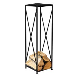 Suport metalic pentru lemne de foc, 34x34x111 cm, negru, capacitate mare