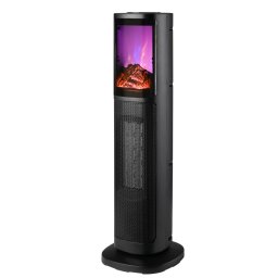 Semineu electric tip coloana cu efect de flacara, 2000W, termostat, negru