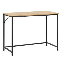 Birou modern cu blat MDF si cadru metalic, 100x50x76 cm, maro deschis