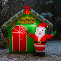 Decoratiune gonflabila de Craciun cu Mos Craciun si casuta LED, 150 cm