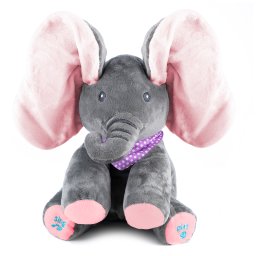 Jucarie plus interactiva elefant pentru copii, cucu-bau, cantece, gri