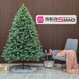 Brad artificial 3D Sersimo Hollandia, verde cu varfuri argintii, 210 cm