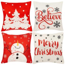 Set 4 fete de perna decorative de Craciun 40x40 cm, modele festive