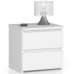 Noptiera cu 2 sertare din PAL laminat, alb mat, 40x35x40 cm