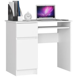 Birou calculator PIKSEL alb cu sertar, dulap si raft tastatura 90x50x77 cm