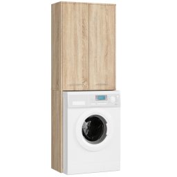 Dulap baie pentru masina de spalat, 2 usi si 4 rafturi, stejar sonoma