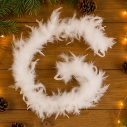 Ghirlanda decorativa alba din pene pentru brad si decor festiv, 180 cm