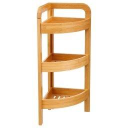 Etajera de colt din bambus cu 3 rafturi, 23x23x61 cm, bej natur